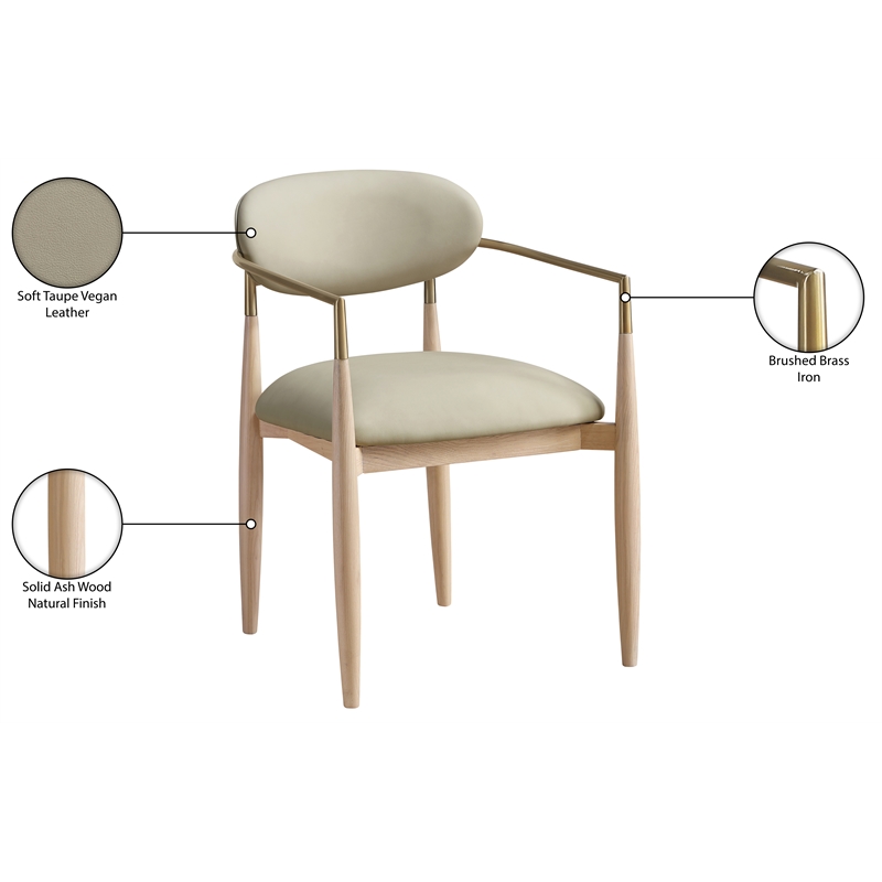 Meridian Furniture Riccio Taupe Vegan Leather Dining Arm Chair (Set of 2)