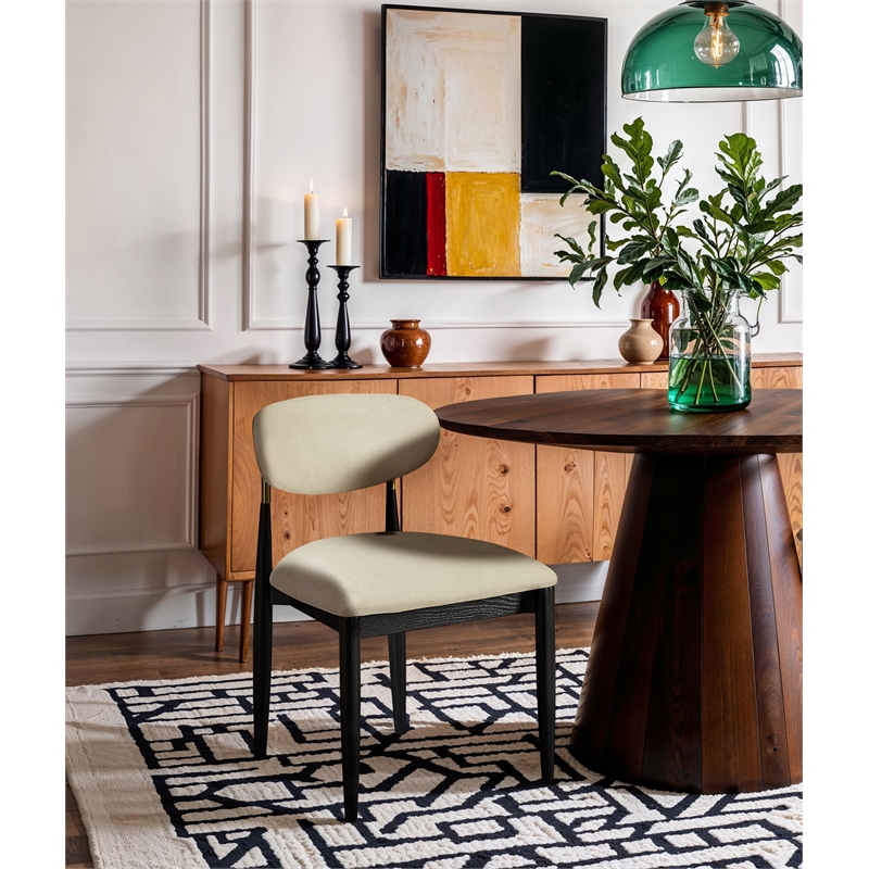 Meridian Furniture Riccio Cream Vegan Leather Dining Side Chair (Set of 2)