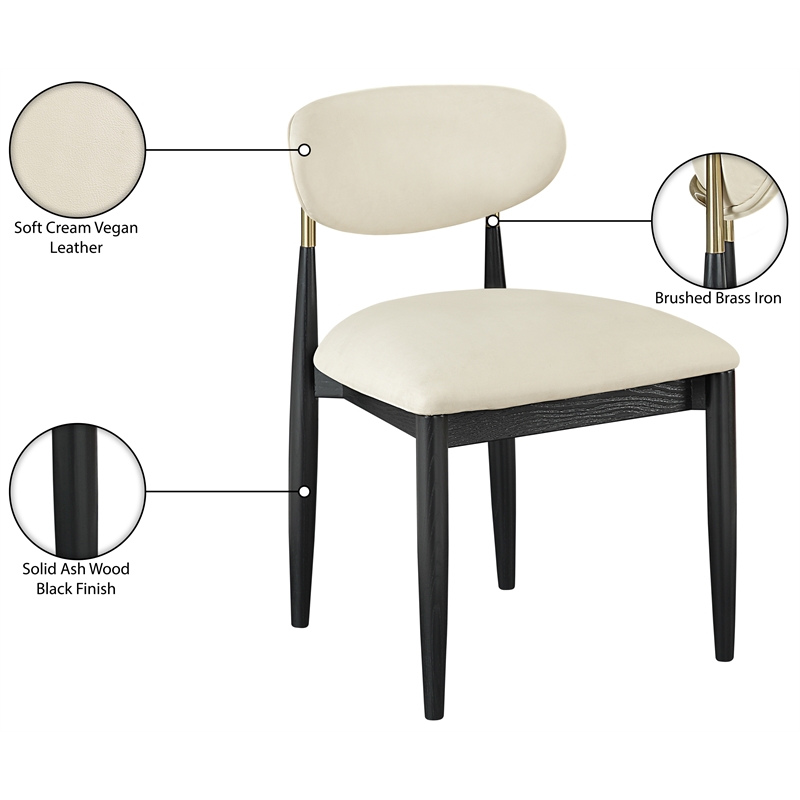 Meridian Furniture Riccio Cream Vegan Leather Dining Side Chair (Set of 2)
