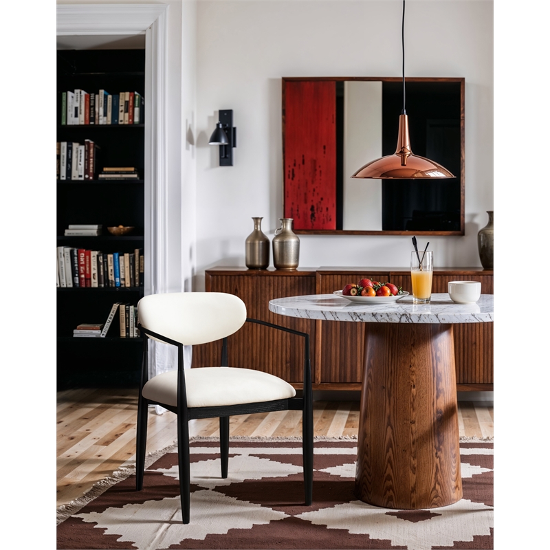 Meridian Furniture Riccio Cream Vegan Leather Dining Arm Chair (Set of 2)