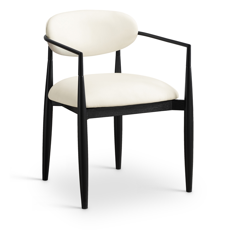 Meridian Furniture Riccio Cream Vegan Leather Dining Arm Chair (Set of 2)