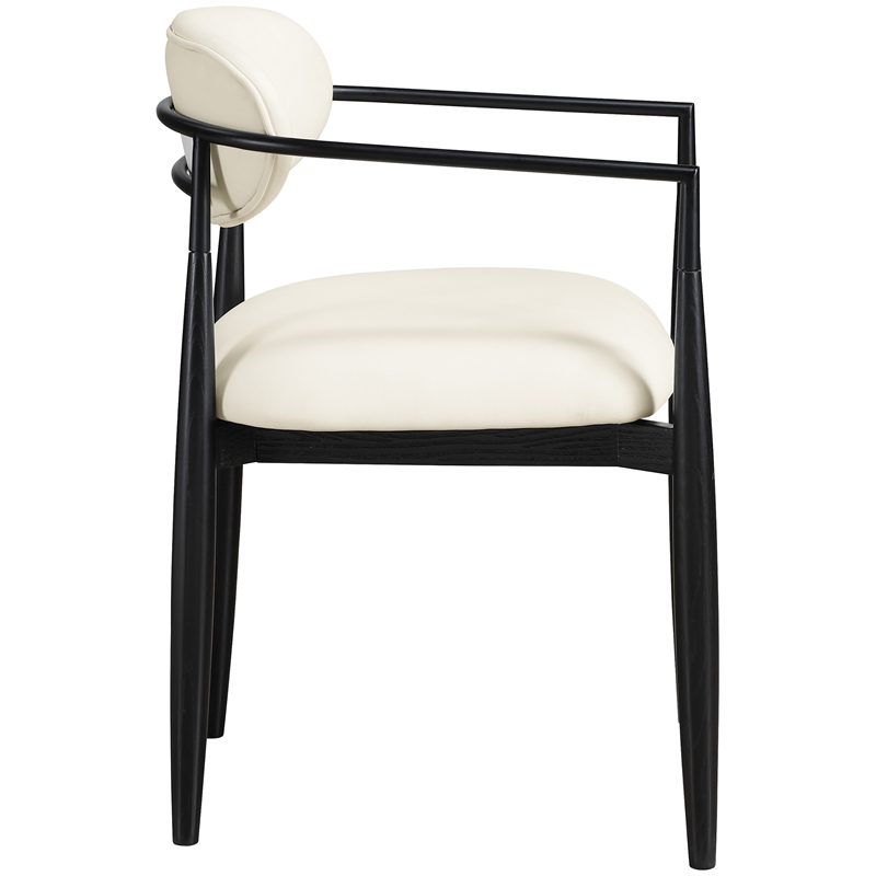 Meridian Furniture Riccio Cream Vegan Leather Dining Arm Chair (Set of 2)