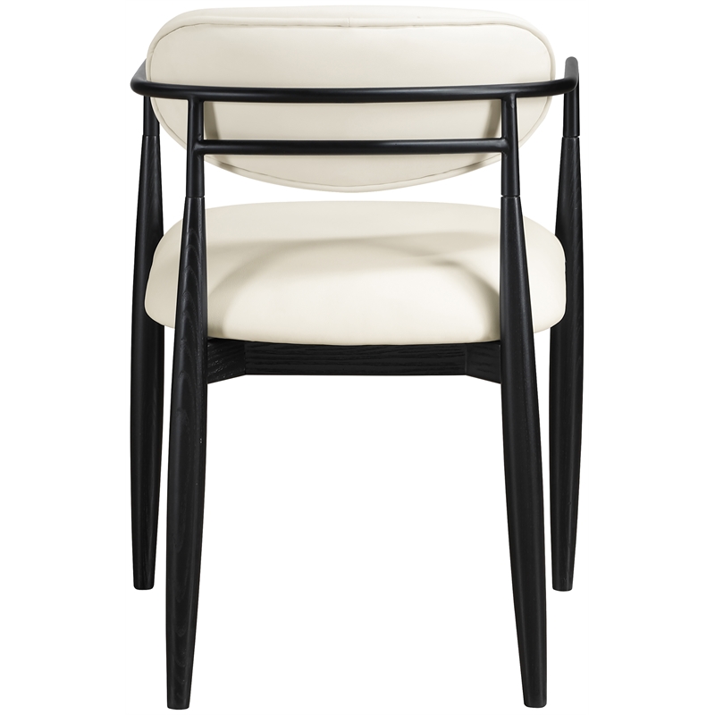 Meridian Furniture Riccio Cream Vegan Leather Dining Arm Chair (Set of 2)
