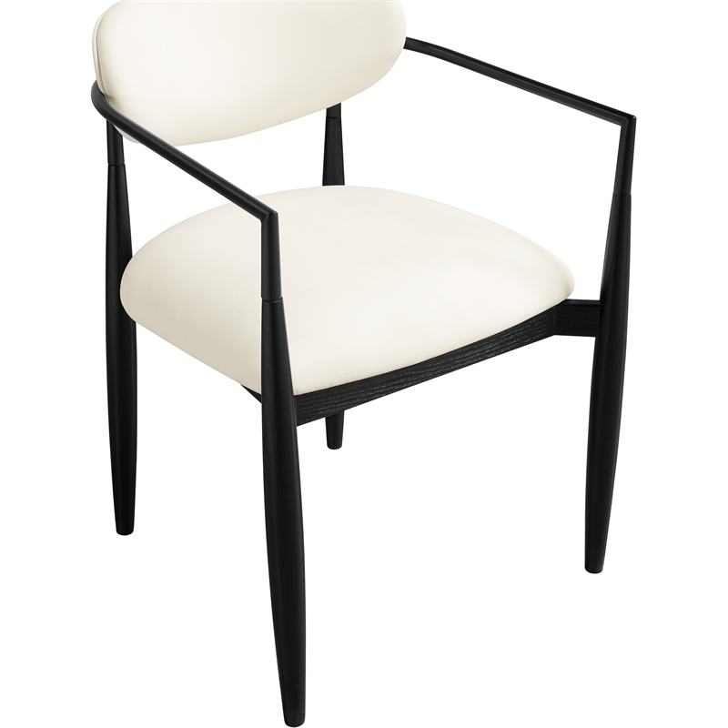 Meridian Furniture Riccio Cream Vegan Leather Dining Arm Chair (Set of 2)