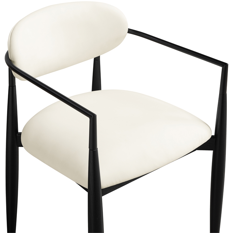 Meridian Furniture Riccio Cream Vegan Leather Dining Arm Chair (Set of 2)