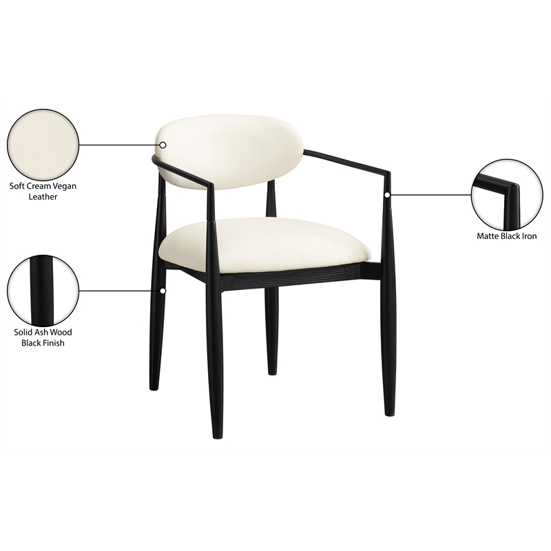 Meridian Furniture Riccio Cream Vegan Leather Dining Arm Chair (Set of 2)