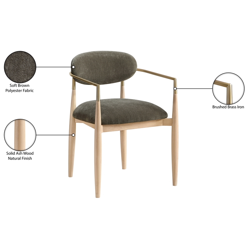 Meridian Furniture Riccio Brown Performance Fabric Dining AC (Set of 2)