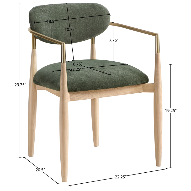 Meridian Furniture Riccio Olive Performance Fabric Dining AC (Set of 2)