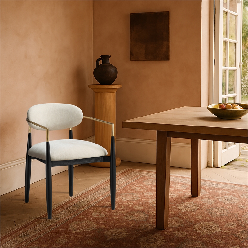 Meridian Furniture Riccio Beige Performance Fabric Dining AC (Set of 2)