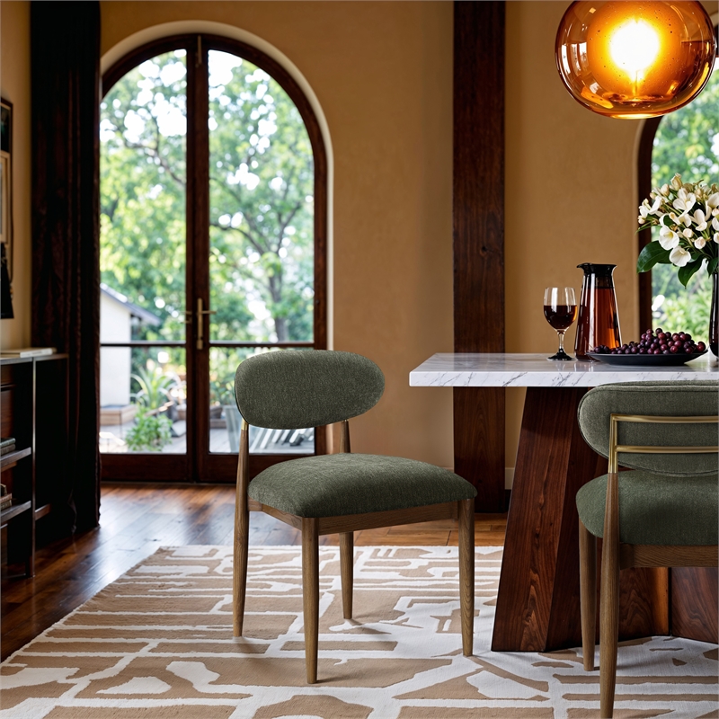 Meridian Furniture Riccio Olive Performance Fabric Dining SC (Set of 2)