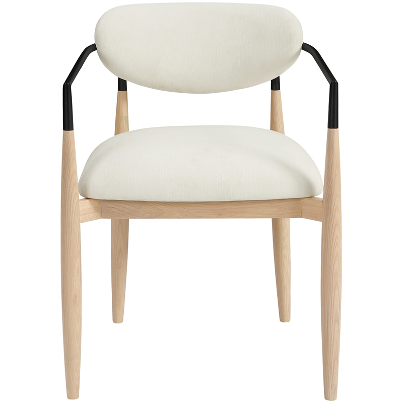 Meridian Furniture Riccio Cream Performance Fabric Dining Arm Chair (Set of 2)