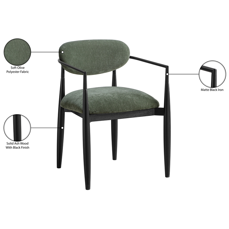 Meridian Furniture Riccio Olive Performance Fabric Dining AC (Set of 2)