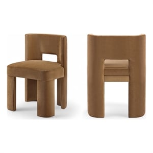 Meridian Furniture Zuno Saddle Velvet Performance Fabric Dining Chair (Set of 2)