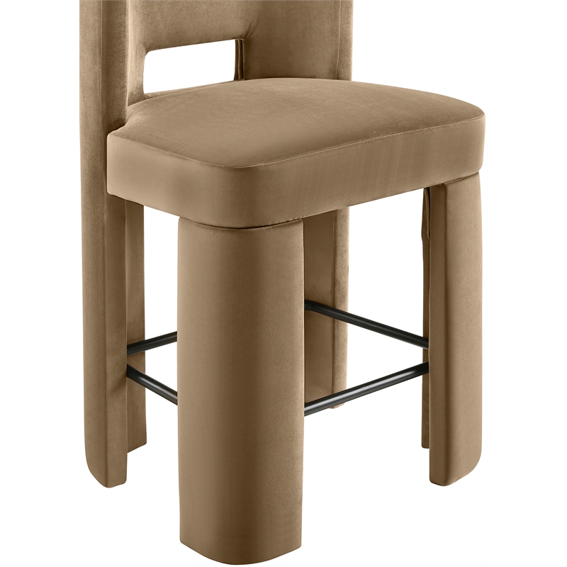 Meridian Furniture Zuno Beige Velvet Performance Fabric Counter Stool (Set of 2)
