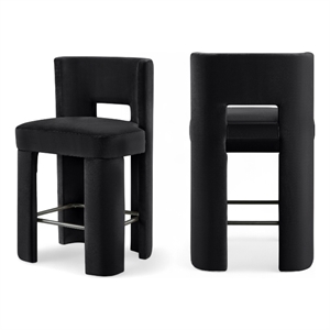 Meridian Furniture Zuno Black Velvet Performance Fabric Counter Stool (Set of 2)