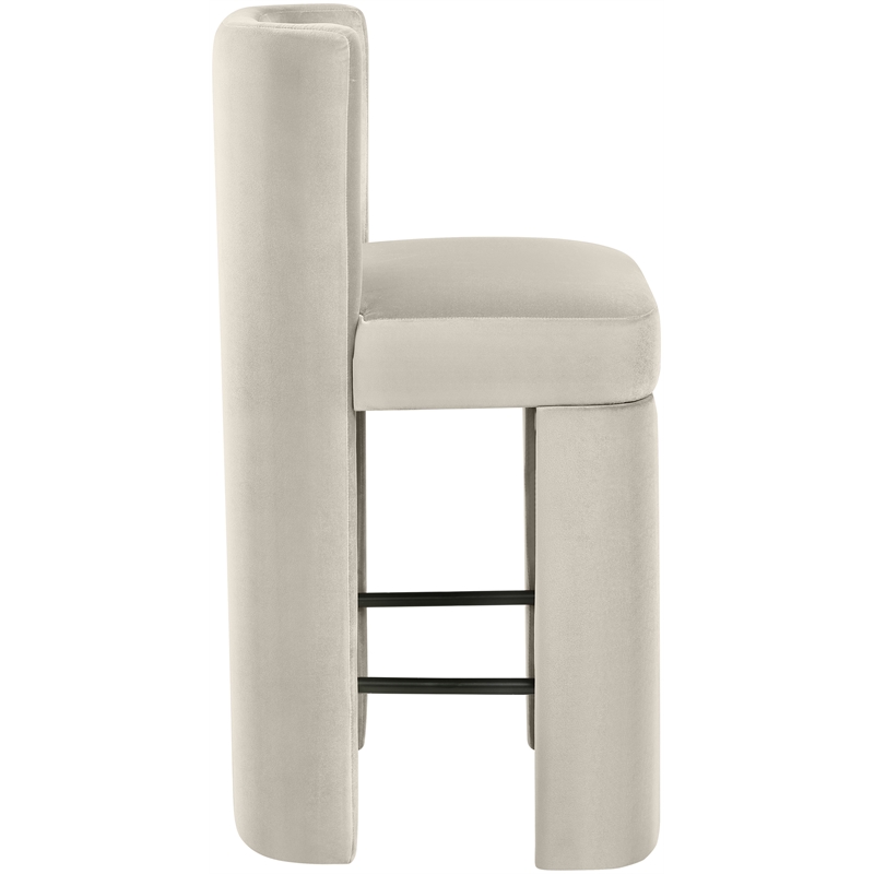 Meridian Furniture Zuno Cream Velvet Performance Fabric Counter Stool (Set of 2)