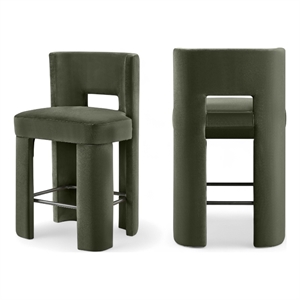 Meridian Furniture Zuno Green Velvet Performance Fabric Counter Stool (Set of 2)