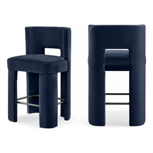 Meridian Furniture Zuno Navy Velvet Performance Fabric Counter Stool (Set of 2)