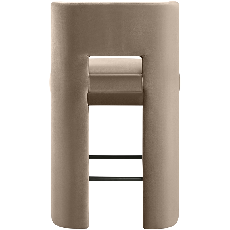 Meridian Furniture Zuno Taupe Velvet Performance Fabric Counter Stool (Set of 2)