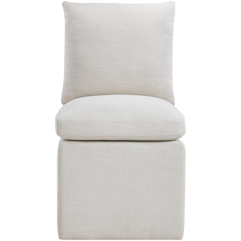 Meridian Furniture Nelori Cream Linen Textured Fabric Dining Chair (Set of 2)