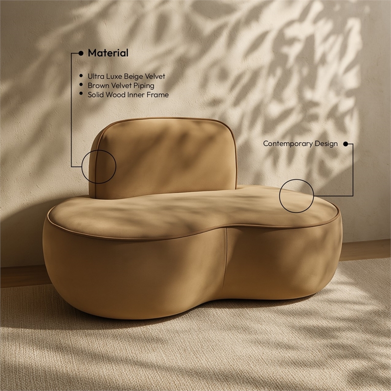 Meridian Furniture Swerve Beige Velvet Upholstered Chair