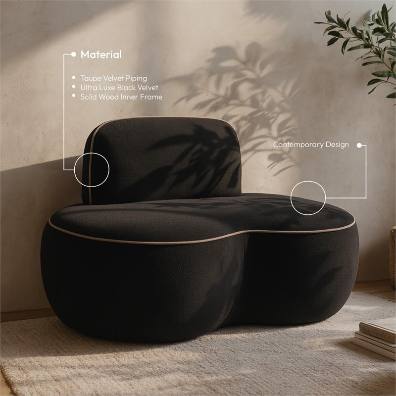 Meridian Furniture Swerve Black Velvet Upholstered Chair