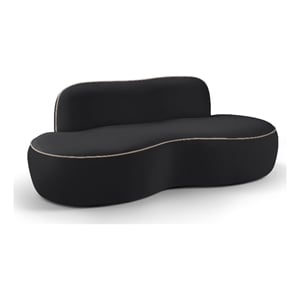 Meridian Furniture Swerve 77&quot Black Velvet Upholstered Loveseat