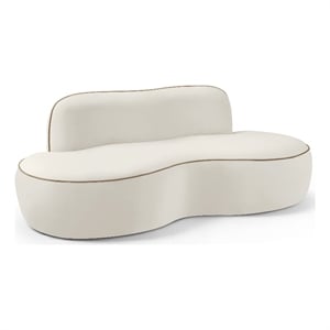Meridian Furniture Swerve 77&quot Cream Velvet Upholstered Loveseat