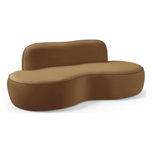 Meridian Furniture Swerve 77&quot Saddle Velvet Upholstered Loveseat