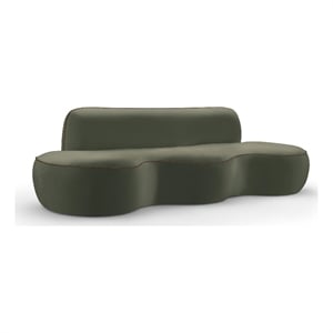 Meridian Furniture Swerve 100&quot Green Velvet Upholstered Sofa