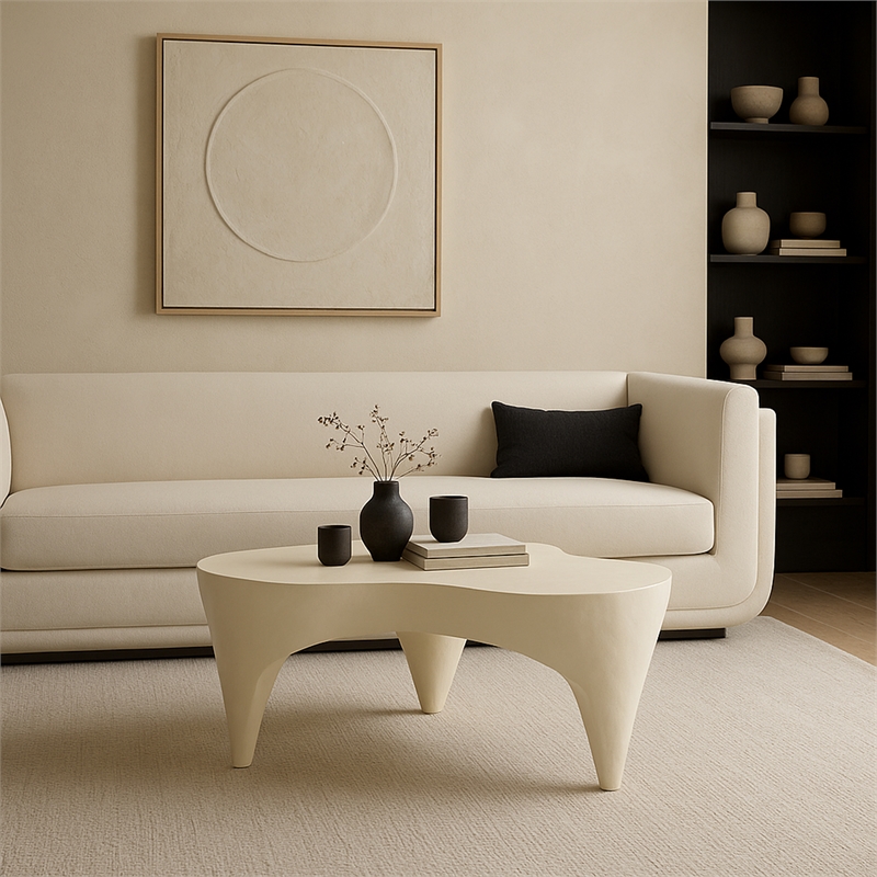 Meridian Furniture Bourges Cream Aluminum Coffee Table