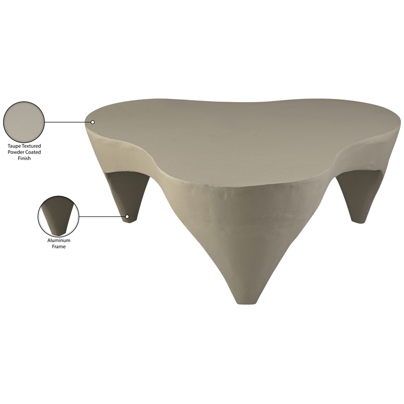 Meridian Furniture Bourges Taupe Aluminum Coffee Table