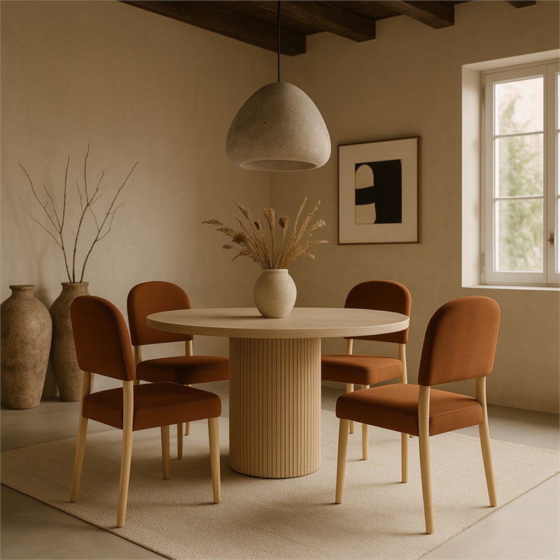 Meridian Furniture Varinelle Cognac Velvet Upholstered Dining Chair (Set of 2)