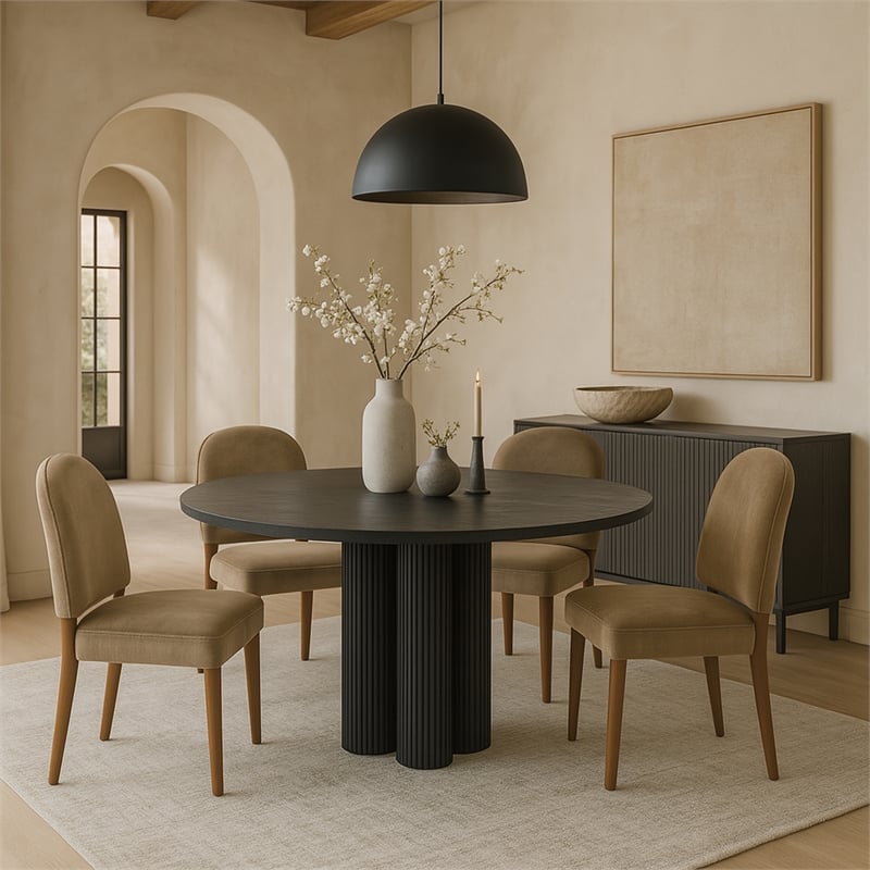Meridian Furniture Varinelle Beige Velvet Upholstered Dining Chair (Set of 2)