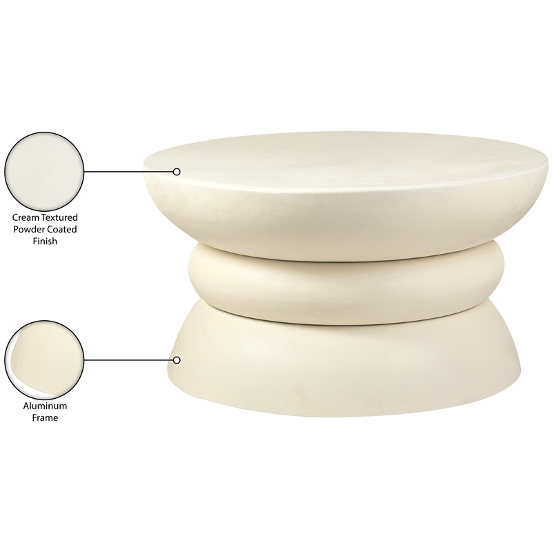 Meridian Furniture Collins Cream Aluminum Coffee Table