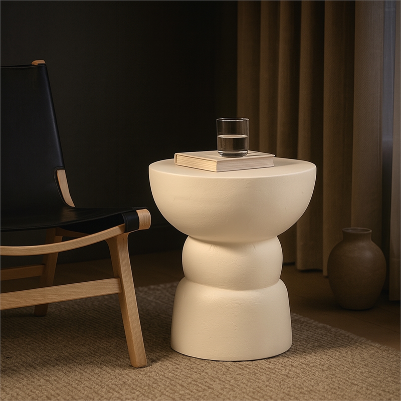 Meridian Furniture Collins Cream Aluminum End Table
