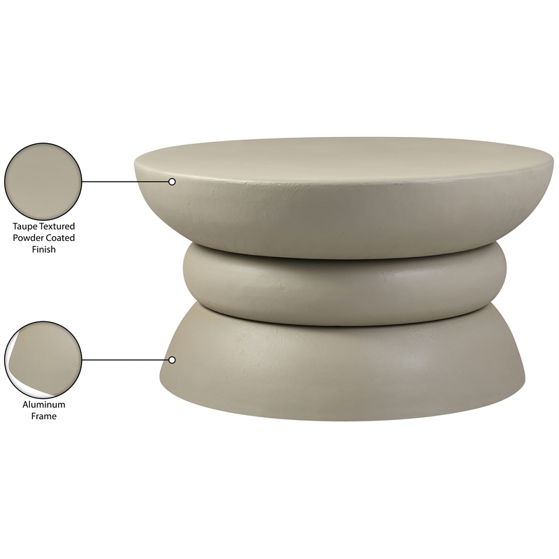 Meridian Furniture Collins Taupe Aluminum Coffee Table