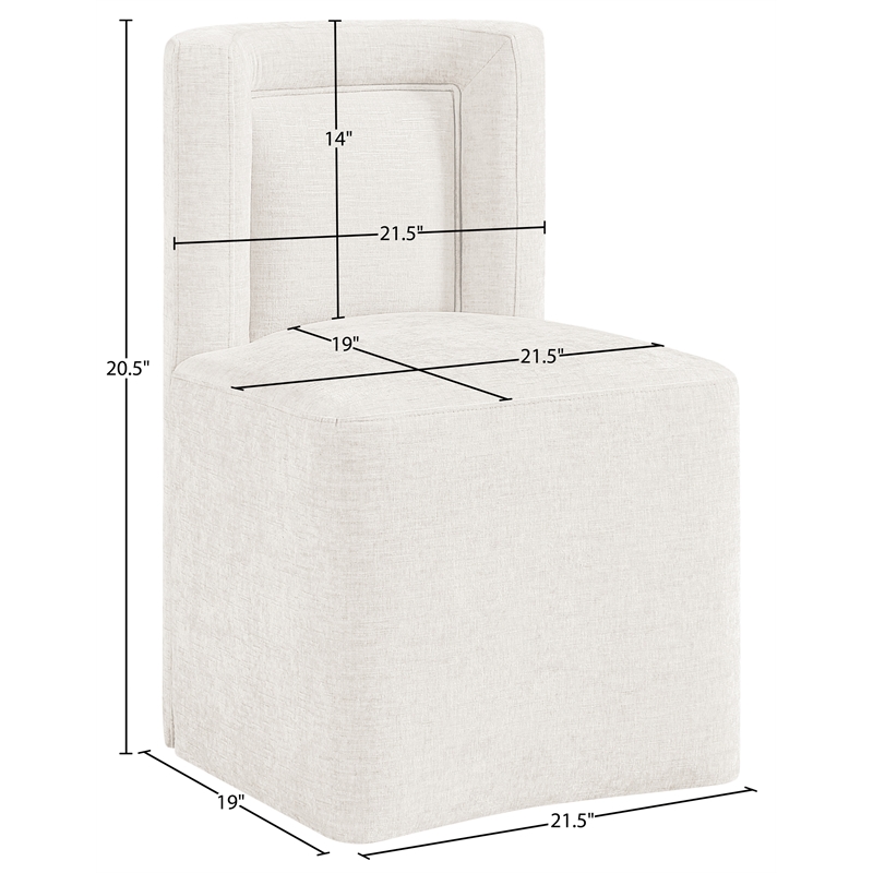 Meridian Furniture Duvina Cream Chenille Fabric Dining Chair