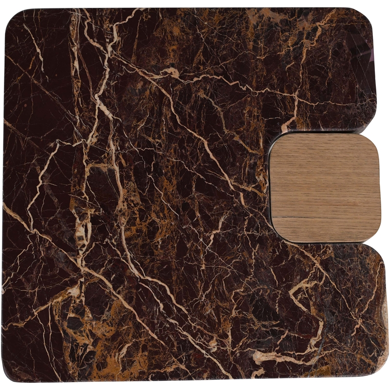 Meridian Furniture Ravenna Burgundy Marble Top And Oak Wood Base End Table