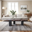 Meridian Furniture Ravenna Burgundy Marble Top And Oak Wood Base Coffee Table