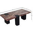 Meridian Furniture Ravenna Burgundy Marble Top And Oak Wood Base Coffee Table