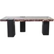Meridian Furniture Ravenna Burgundy Marble Top And Oak Wood Base Coffee Table