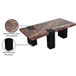 Meridian Furniture Ravenna Burgundy Marble Top And Oak Wood Base Coffee Table