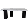 Meridian Furniture Ravenna Panda Marble Top And Oak Wood Base Coffee Table