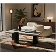 Meridian Furniture Ravenna Panda Marble Top And Oak Wood Base Coffee Table