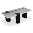 Meridian Furniture Ravenna Panda Marble Top And Oak Wood Base Coffee Table