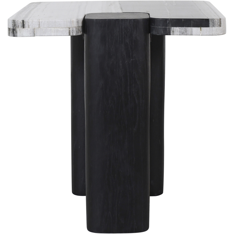 Meridian Furniture Ravenna Panda Marble Top And Oak Wood Base End Table