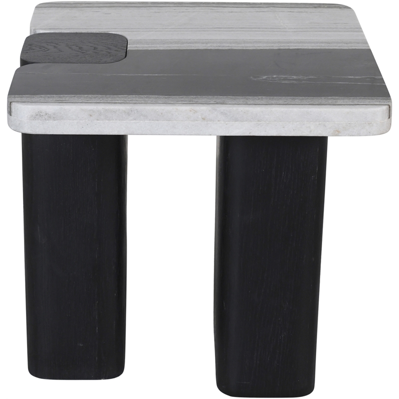 Meridian Furniture Ravenna Panda Marble Top And Oak Wood Base End Table
