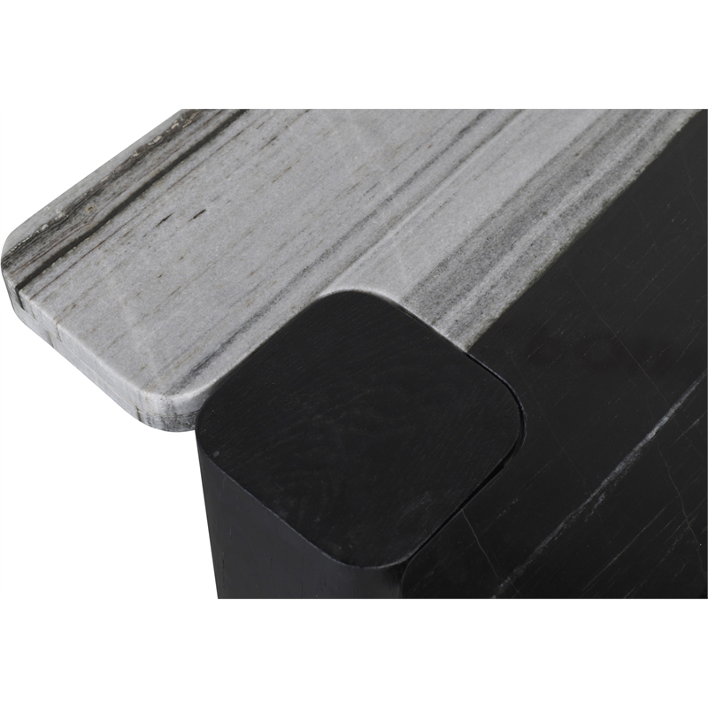 Meridian Furniture Ravenna Panda Marble Top And Oak Wood Base End Table