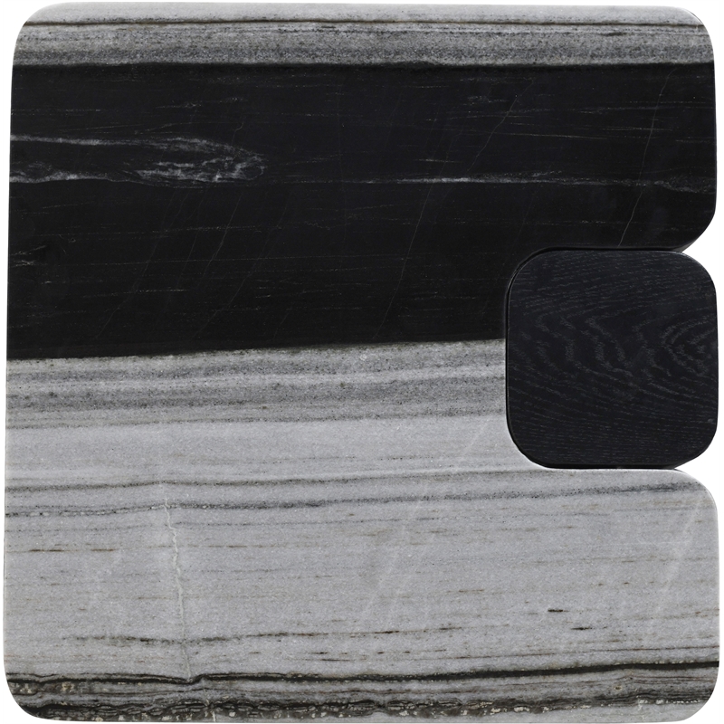 Meridian Furniture Ravenna Panda Marble Top And Oak Wood Base End Table